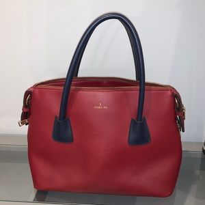 Angel Roi Vegan Leather Moa Tote - Burgundy/Navy